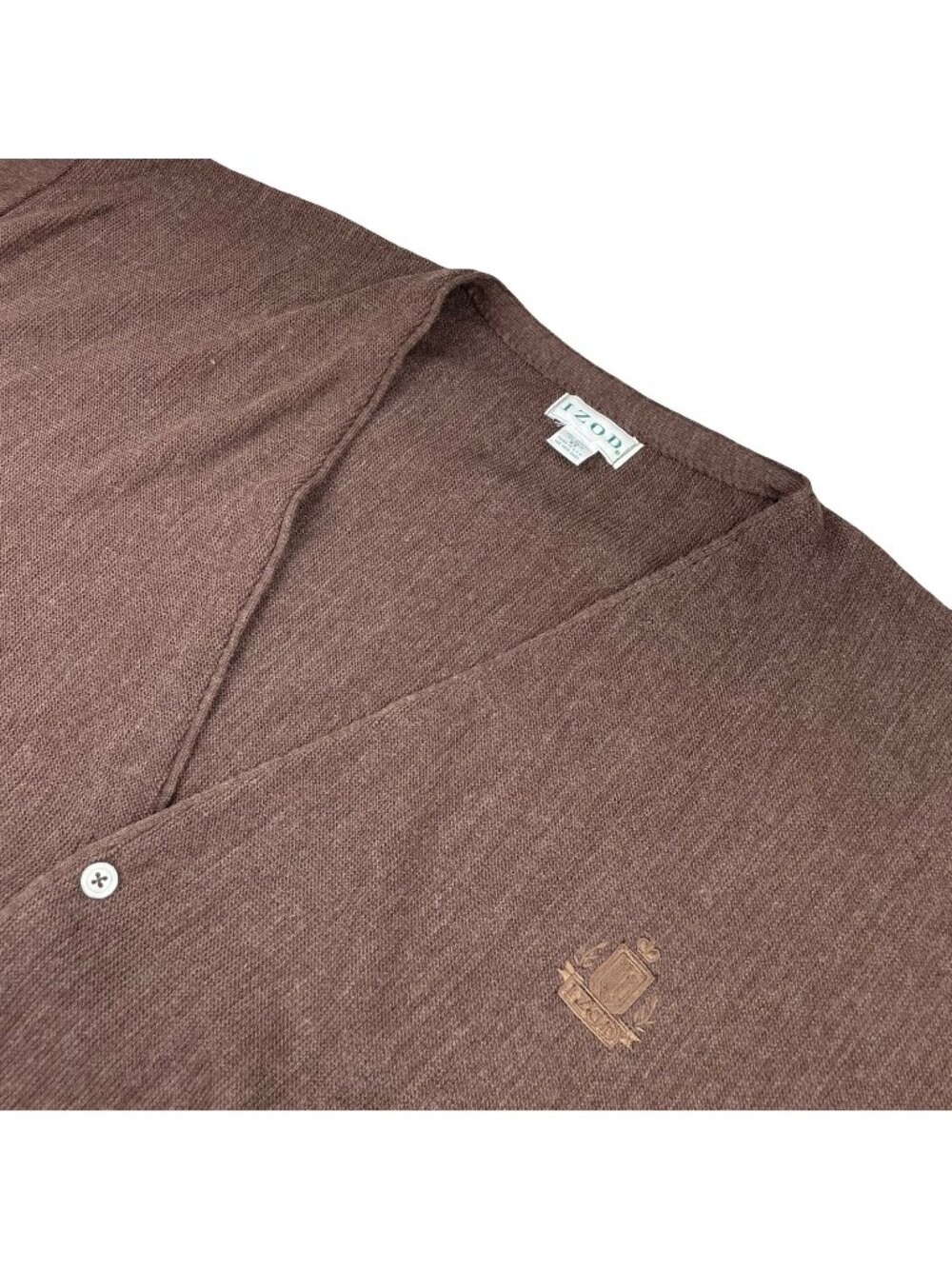 VTG Izod Lacoste Men's 100% Acrylic Cardigan Sweater Brown • USA • 5XL